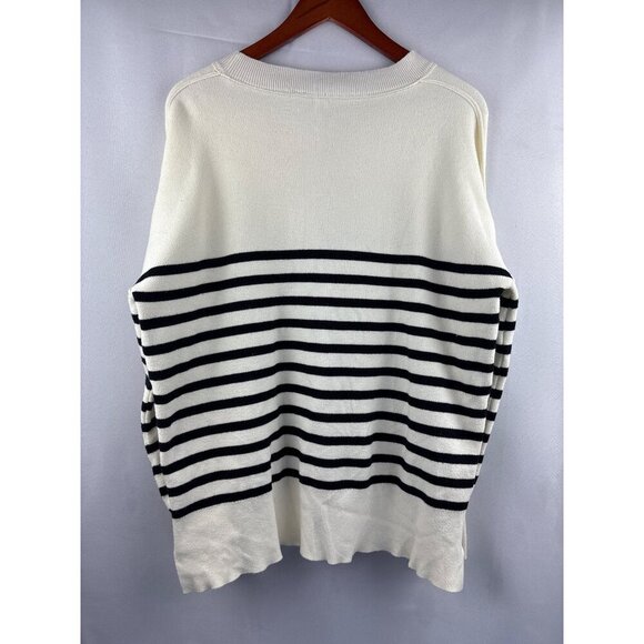 Striped Knit Sweater Crew Neck Medium Size - Picture 3 of 5
